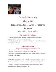 Cornell University Ithaca, NY - The Leadership Alliance