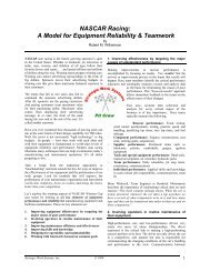 NASCAR Racing: A Model for Equipment Reliability & Teamwork