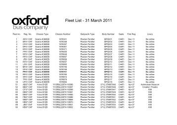 OBC fleetlist - Oxford Bus Company