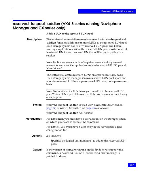 Navisphere Command Line Interface (CLI) Reference - VMware Communities