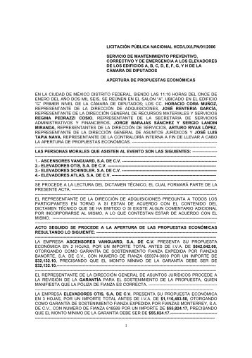 licitaciÃ³n pÃºblica nacional hcd/lix/lpn/01/2006 servicio de ...