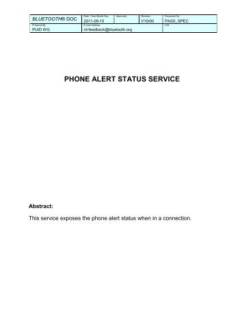 phone alert status service - Bluetooth Development Portal