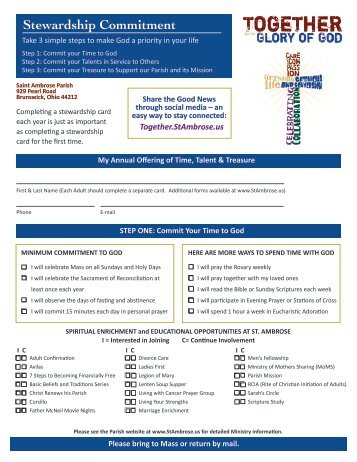 Stewardship Commitment Form (Editable PDF) - St. Ambrose ...