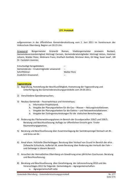 Sitzungsprotokoll (159 KB) - .PDF - Obernberg