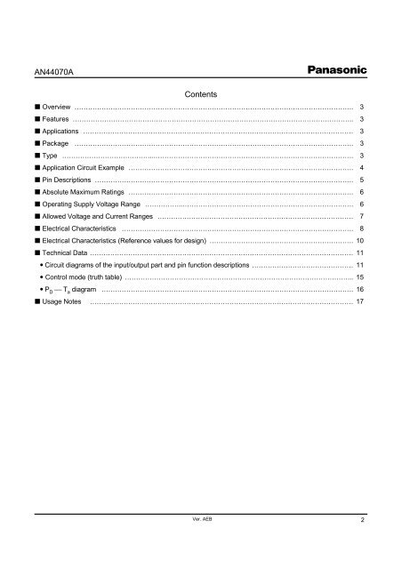 DATA SHEET - Panasonic