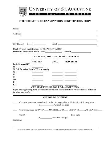certification re-examination registration form - University of St ...