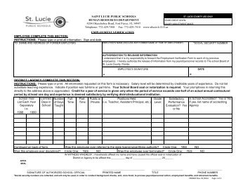 Instructional Verification of Experience Form - St. Lucie County ...
