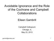 Avoidable Ignorance and the Role of the Cochrane and Campbell ...