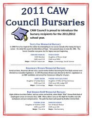 CAW Council is proud to introduce the bursary recipients for the ...