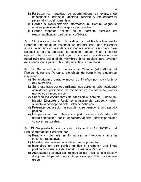 Estatuto del Partido Humanista Peruano - JNE - Jurado Nacional de ...