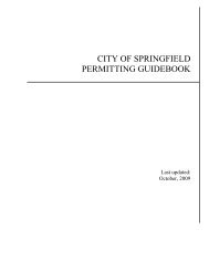 CITY OF SPRINGFIELD PERMITTING GUIDEBOOK