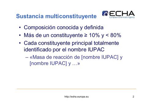 Sustancia multiconstituyente - Europa