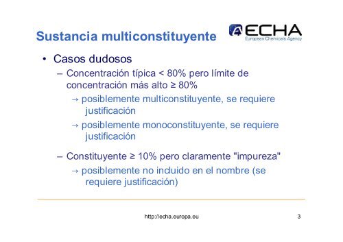 Sustancia multiconstituyente - Europa