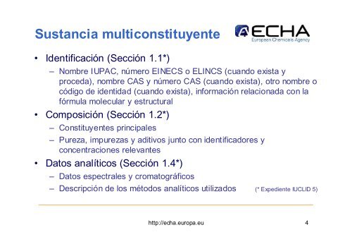 Sustancia multiconstituyente - Europa