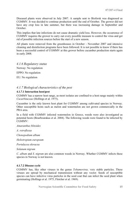 Pest risk assessment of the Cucumber green mottle