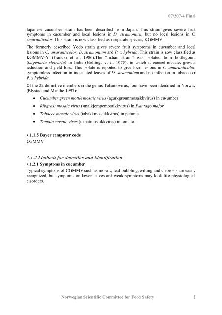 Pest risk assessment of the Cucumber green mottle