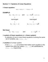 Section 1.1: Systems of Linear Equations A linear equation: a1x1 ...