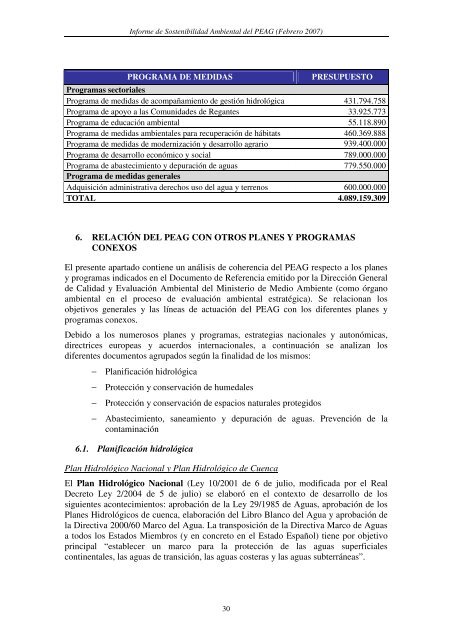 Informe de Sostenibilidad Ambiental - ConfederaciÃ³n HidrogrÃ¡fica ...