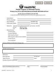 (PC) to Specialty Behavioral Health (BH) Referral Form - Alameda ...