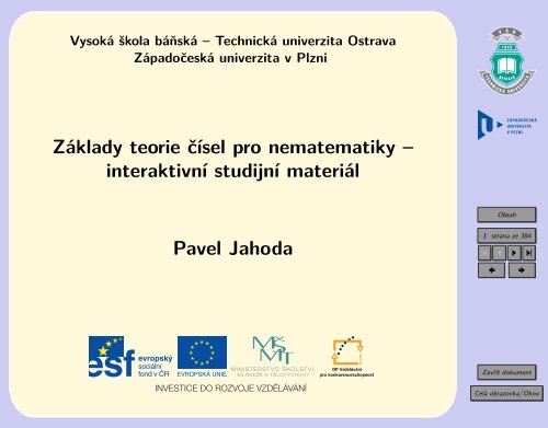 ZÃ¡klady teorie ÄÃ­sel a jejÃ­ch aplikacÃ­ pro nematematiky