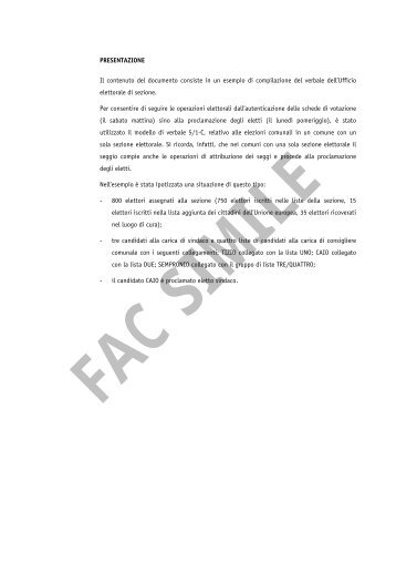 esempio di compilazione del verbale dell'Ufficio di sezione con ...