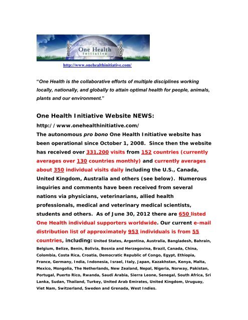 One Health Initiative Website NEWS: