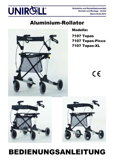 Bedienungsanleitung Modell Serie 7107 Topas Picco Xl Uniroll
