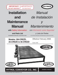Installation and Maintenance Manual - Hytrol Conveyor Company