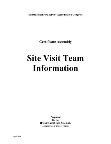Certificate Assembly Site Visit Team Information - ifsac