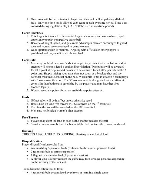 5v5 Coed Basketball Rules - Vavi