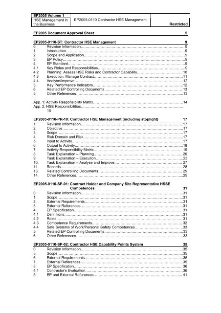 Shell Exploration & Production Contractor HSE Management - PDO