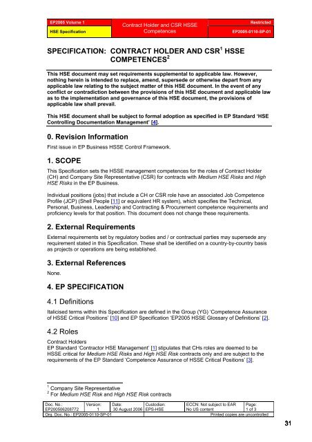 Shell Exploration & Production Contractor HSE Management - PDO