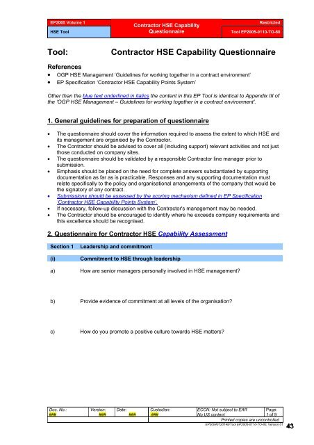 Shell Exploration & Production Contractor HSE Management - PDO