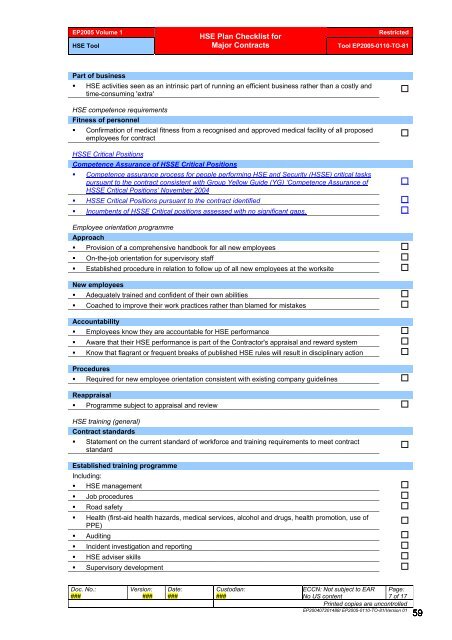 Shell Exploration & Production Contractor HSE Management - PDO