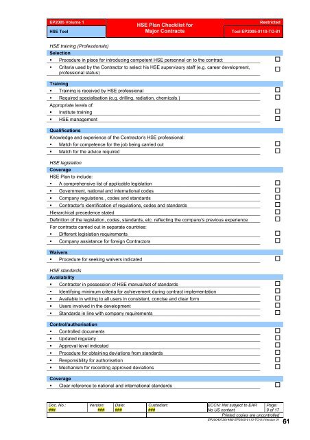 Shell Exploration & Production Contractor HSE Management - PDO