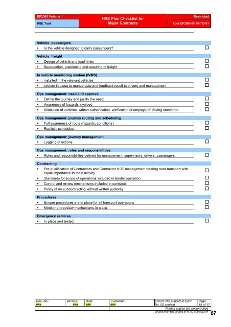 Shell Exploration & Production Contractor HSE Management - PDO