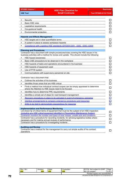 Shell Exploration & Production Contractor HSE Management - PDO