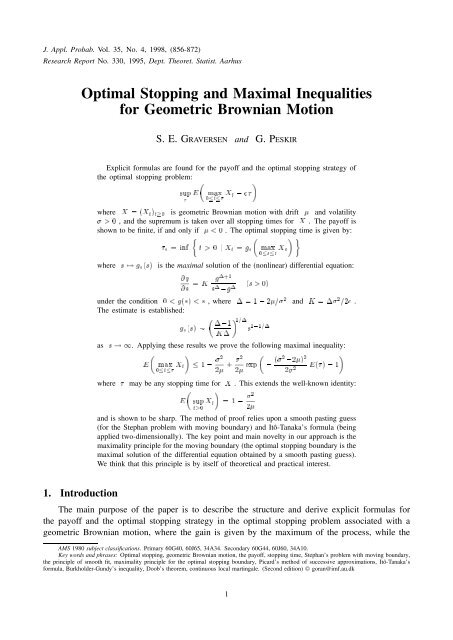 inequality for geometric Brownian motion