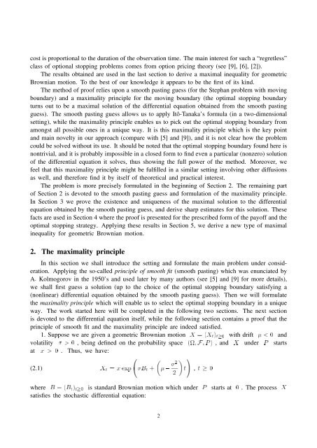 inequality for geometric Brownian motion