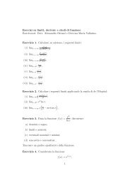 Esercizi di Matematica per biologia - Matematica e Applicazioni