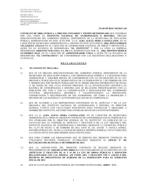 contrato de obra publica a precios unitarios y tiempo determinado ...