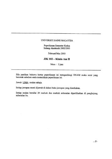 JIK 102 - Kimia Am II - eprints@usm - Universiti Sains Malaysia