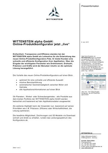 WITTENSTEIN alpha GmbH: Online ... - Wittenstein AG