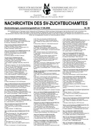 NACHRICHTEN DES SV-ZUCHTBUCHAMTES - von Trumelo