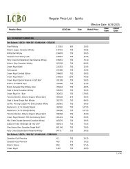 Regular Price List - Spirits - Doing Business with LCBO