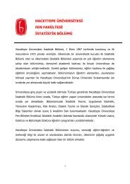 HACETTEPE ÃNÄ°VERSÄ°TESÄ° FEN FAKÃLTESÄ° Ä°STATÄ°STÄ°K BÃLÃMÃ