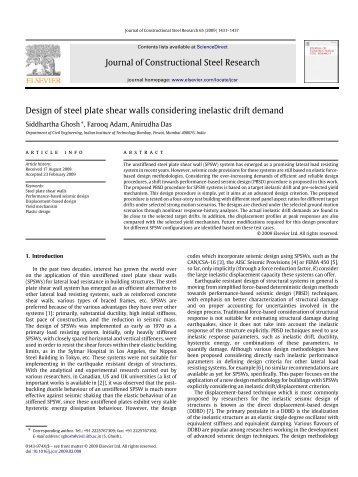 Journal of Constructional Steel Research Design of steel plate shear ...