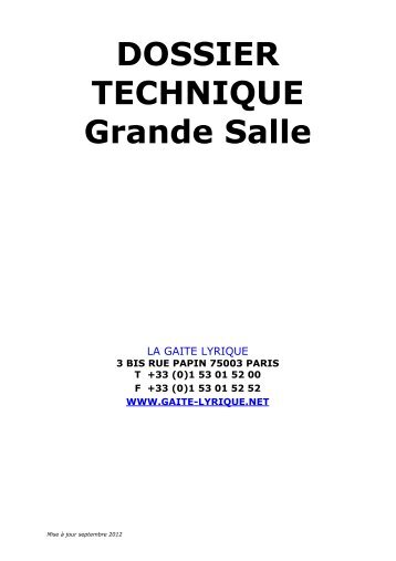 DOSSIER TECHNIQUE Grande Salle - IRCAM Forumnet