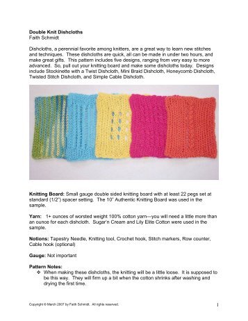 Double Knit Dishcloths - Authentic Knitting board