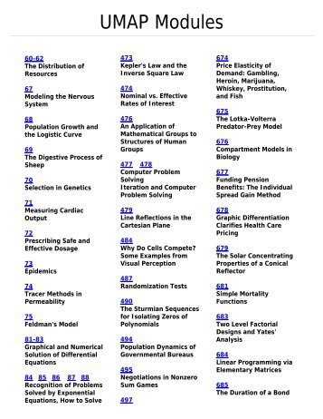 UMAP Modules 2011 - COMAP